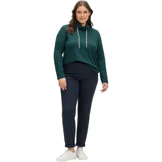 Sheego Damen Chino Hose Twillhose Blau Große Größen Baumwolle Caprihose - 44 Große Größen