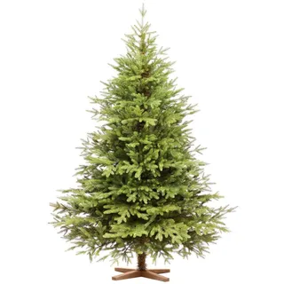 FAIRYTREES Weihnachtsbaum künstlich 180cm Nordmanntanne Exklusiv 100% PE | Tannenbaum Holzständer | EU | Christbaum künstlich mit Naturgetreue S... - Grün