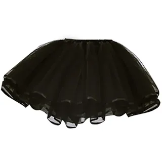 Crinoline Unterrock, Petticoat, A-Linie, kurze Länge, Brautkleid, Vintage-Ballkleid, Slip für Damen, ohne Reifen, Weiß / Schwarz - Einheitsgröße