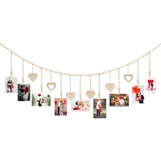 Makramee-fotorahmen Mit Klammern – 100 Cm/110 Cm/138 Cm, Beige, 90 G – Boho-deko Für Fotos