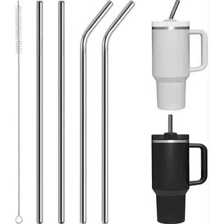LA CUTE Trinkhalme 4er Set Edelstahl Strohhalme – Wiederverwendbar, Reinigungsbürste, (Wiederverwendbare Metallstrohhalme für Getränke, ideal für den Alltag, 5-tlg., Edelstahl-Strohhalm-Set mit Reinigungsbürste, 5-teilig), Langlebige, Edelstahl Strohhalme sind spülmaschinenfest