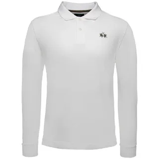 La Martina Langarm-Poloshirt XMP004 Herren Langarmshirt, Shirt, Poloshirt, Polohemd, Sportshirt weiß XL (52)