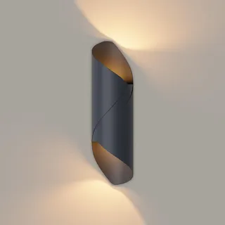 Klighten Wandleuchte Aussen Innen LED 18W 1250 Lumen, Up and down Leuchten IP65 Wandlampe Außenlampe aus Aluminium für Eingang Terrasse Korridor, Warmweiß 3000K, Anthrazit