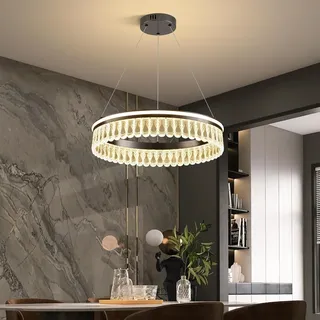 VTAMng Pendelleuchte 50W dimmbar modern 60cm LED Kronleuchter mit Fernbedienung 1 Ring kreisförmige Hängeleuchte goldene Pendelleuchte für Kücheninsel Esszimmer Schlafzimmer Wohnzimmer Deckenlampe