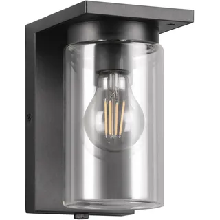 Trio Außenwandleuchte Aluminium Druckguss 19,0 cm exkl. 1x E27 Dämmerungssensor schwarz matt