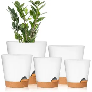 LuxusKollektion Blumentopf Pflanztöpfe selbstbewässernd Ablaufloch Zimmerpflanzen Weiß bunt