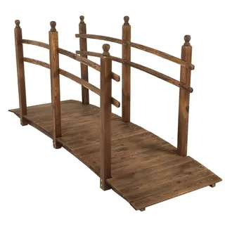VINGLI Zierbrücke Gartenbrücke Metall/Holz, Teichbrücke, Stabil und Wetterfest braun 228 cm