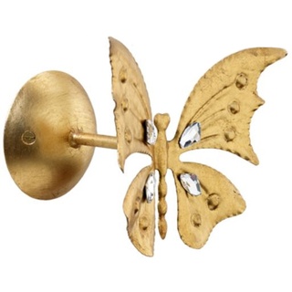 Casa Padrino Luxus Vorhanghalter Schmetterling Gold 15 x 13 x H. 16 cm - Eleganter Metall Gardienenhalter mit Swarovski Kristallglas - Luxus Deko Accessoires