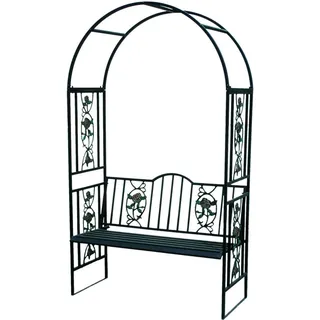 Trendline Rosenbogen mit Bank 122 x 52 cm Schwarz