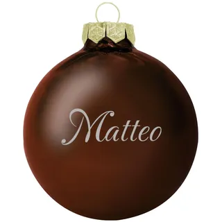Deitert Weihnachtskugel mit Wunschtext Gravur, Ø 8cm, personalisierte Christbaumkugel aus Glas (glänzend), Individueller Weihnachtsbaumschmuck Namen oder Spruch, Wunschtext, Schoko