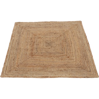Teppich CARPETFINE "Nele Juteteppich Naturfaser" Teppiche Gr. B/L: 250 cm x 250 cm, 6 mm, 1 St., beige (natur) Esszimmerteppiche geflochtener Wendeteppich aus 100% Jute, quadratisch und als Läufer