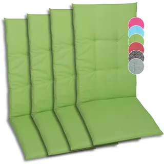 GO-DE Textil Bequeme und attraktive Polsterauflagen für Hochlehner-Gartenstühle (4er-Set, Uni grün, Hochlehner)