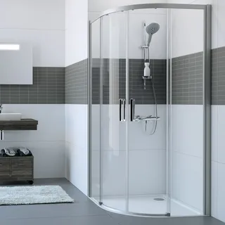 HÜPPE Classics 2 EasyEntry 1/4 Kreis Gleittür 90/90 x 200 cm, R= 50 cm, Glas mit Anti-Plaque, Duschkabinen, C25502087322,