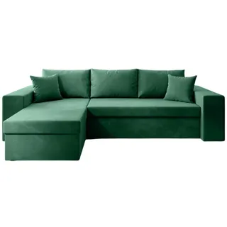 Luxusbetten24 Schlafsofa Designer Sofa Denver, mit Stauraum und Schlaffunktion grün