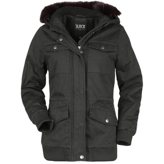 Black Premium by EMP Winterjacke - Winter Jacket With Fake Fur Hood - S bis XXL - für Damen - Größe XXL - schwarz/lila - XXL