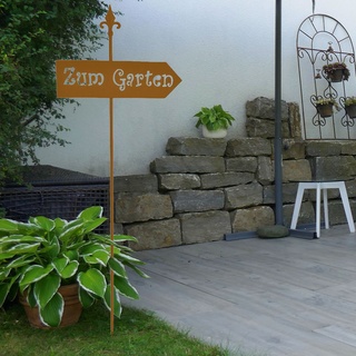 Gartenschild Rostoptik Edelrost Gartenstecker Schild Gartendeko Shabby Chic, Eisen Schriftzug zum Garten, BxH 50 x 150 cm