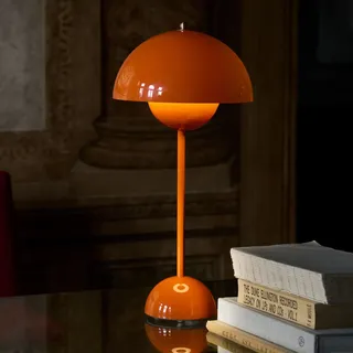 Tischlampen &Tradition, Flowerpot VP3, Orange, für Wohnzimmer, Metall, Design - 50