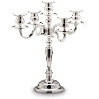 SILBERKANNE Edler Kerzenleuchter Roma 5-flammig Silber Plated Versilbert (38 cm) – Kerzenständer für Stabkerzen & Adventskranz