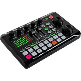 Dj Mischpult für Pc Audio Mixer Soundboard Dj Pult Anfänger F998 Bluetooth Stereo Audio Mixer 12 Toneffekte, für Streaming, Podcasts und Karaoke