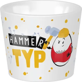 GRUSS & CO Eierbecher mit Motiv "Hammertyp" | Porzellan, Höhe 4,3 cm, Durchmesser 5,2 cm | lustiges Geschenk, Frühstück, Ostern | 48528