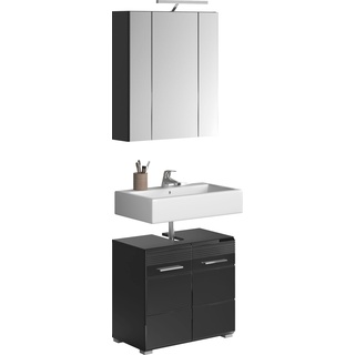 Badmöbel-Set INOSIGN "Malmö" Kastenmöbel-Sets Gr. B/H/T: 60 cm x 182 cm x 34 cm, schwarz Bad-Sparsets Badmöbel, 2-tlg.
