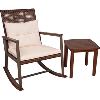 Garden Pleasure Schaukelstuhl SINALOA Polyester 84 x 90 x 68 cm Braun mit Kissen