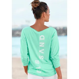 Langarmshirt ELBSAND "Raina" Gr. XL (42), grün (mint) Damen Shirts Jersey mit Logoprint hinten, Longsleeve aus Baumwoll-Mix Bestseller