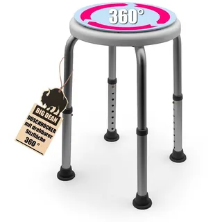 BigDean Duschhocker 360 drehbar belastbar bis 136 kg höhenverstellbar blau/silber