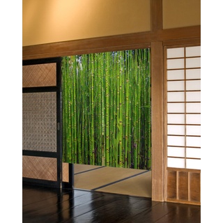 NYCUBE Bambus Wald Grün Pflanze Türvorhang Japanischer Stil Trennvorhang für Küche Schlafzimmer Dekorativer Vorhang 85x120cm