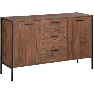 Beliani Sideboard 123 x 78 x 39 cm Dunkelbraun / Schwarz