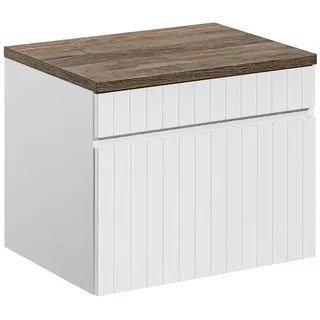 Lomadox Waschbeckenschrank IRAKLIO-56 weiß matt mit Vintage Eiche Nb. 60,4/48,5/46 cm weiß
