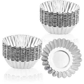 FIBOUND 20 Stück Ei Torte Muffinform, Ei Torte Zinn Form Ausgekleidet, Ei Torte Förmchen Muffin-Form, Ei Torte Form Wiederverwendbare, Ei Torte Form Zinn, für Mini Quicheform Rund Pie Form Tartelette
