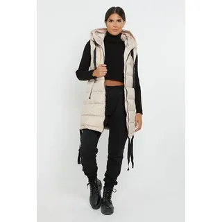 Worldclassca Longweste Worldclassca STEPPWESTE LANG KAPUZE OUTDOOR ÄRMELLOS ÜBERGANGSJACKE beige L