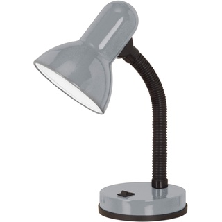 EGLO Tischlampe Basic 1, 1 flammige Tischleuchte, Schreibtischlampe aus Stahl und Kunststoff, Farbe: Silber, Fassung: E27