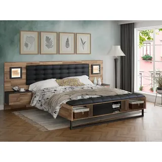 FORTE Bett Fayola 180 x 200 cm Dekor Schwarz