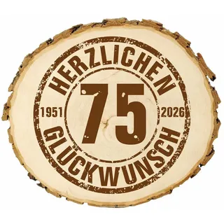 Nomiro Wanddekoobjekt Holzscheibe Geburtstag Gravur - Baumscheibe mit Rinde Deko