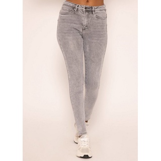 SASSYCLASSY Skinny-fit-Jeans Mid Waist Push Up Skinny Jeans Damen Skinny Jeans mit Comfort Stretch, 5-Pocket-Style grau