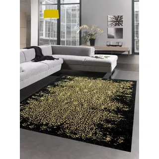 CARPETIA Teppich Wohnzimmer Teppich Wohnzimmerteppich Ornamente schwarz Gold Größe 120x170 cm