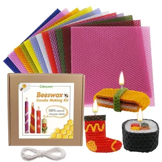 Bienenwachs Kerzen selber machen Set, 12 Platten, 20x20 cm, für Kinder, Bastelset