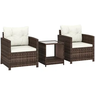 Outsunny Rattan Bistroset 3-tlg. Cremeweiß/Braun