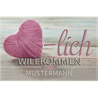 Manutextur Fußmatte mit Namen - Motiv Herzlich Willkommen 2 - viele Familien-Motive - Schmutzfangmatte personalisiert - Größe 50x80 cm - persönliches & individuelles Geschenk