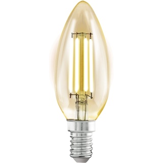 EGLO E14 LED Lampe, Amber Vintage Glühbirne in Kerzenform, Leuchtmittel Kerze für Retro Beleuchtung, 4 Watt (entspricht 26 Watt), 270 Lumen, warmweiß, 2200k, Edison Birne C35, Ø 3,5 cm