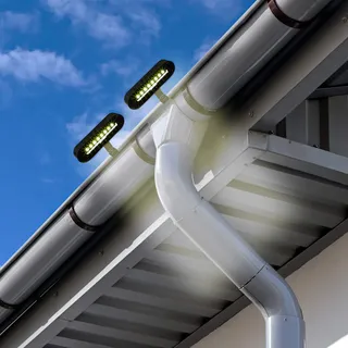2 Stück Dachrinnenleuchten Solar mit 8 LED Wegeleuchte Hofbeleuchtung warmweiß