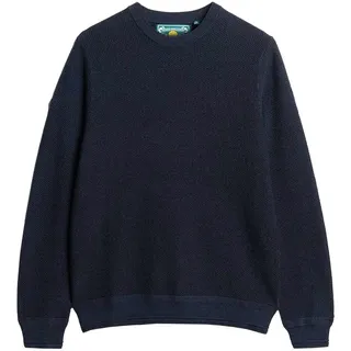 Superdry Herren Strickpullover - Cotton Texture Jumper, Pullover, Rundhals, einfarbig Dunkelblau 2XL