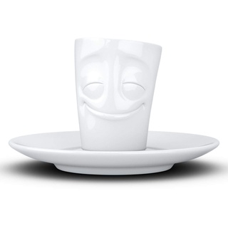 Fifty Eight T02.12.01 Mug Espresso-Mug & Unterteller(vergnügt), Hartporzellan, weiß