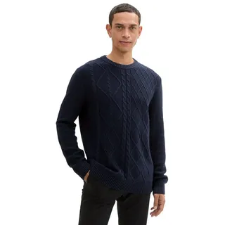 TOM TAILOR Rundhalspullover mit Zopfmuster blau XXL (56/58)