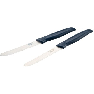 Tasty Premium Messer-Set (2 Stück) – Ideal für Küche & Frühstück, müheloses Schneiden, Sägeschliff – Blau/Silber, 21x2cm
