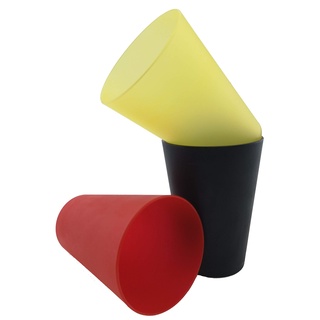 Rikama 15 Plastik Trinkbecher 0,4 l - schwarz/rot/gelb - Mehrwegtrinkbecher | Becher | Partybecher