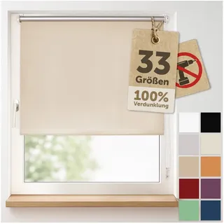 Verdunklungsrollo Verdunkelungsrollo ohne Bohren, Blumtal, Klemm-Montage oder optional Wandmontage mit Schrauben und Dübeln, 4-lagiges Rollo UV-beständig braun 80 cm x 210 cm