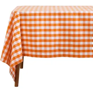 Homescapes Tischdecke Vichy-Karo 137 x 137 cm Orange-weiß